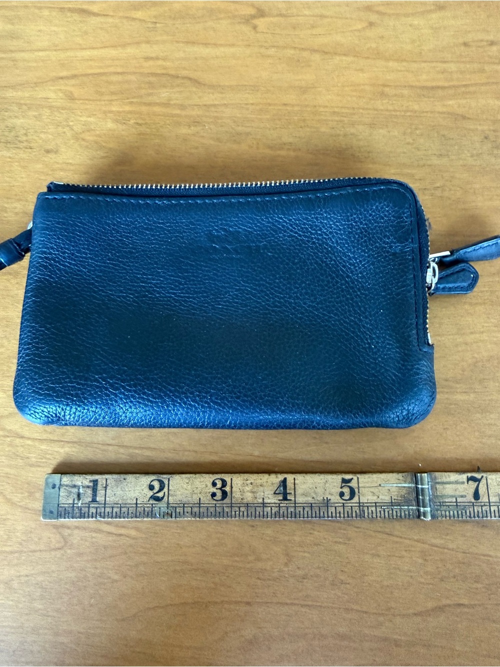 Coach Black Leather Zip Wristlet Clutch